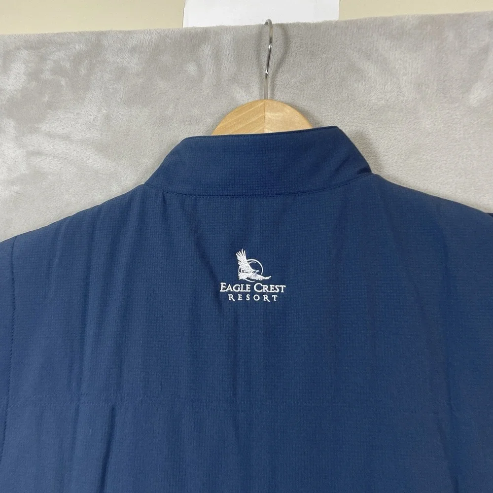 Travis Mathew Cold Heart 2.0 Puffer Vest Mens L Blue Full-Zip Quilted Golf Logo